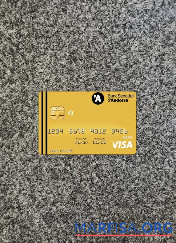 Realistic Andorra Bank Sabadell bank visa card photolook front sample